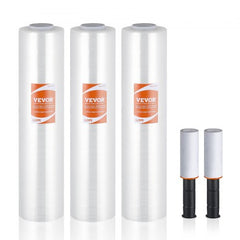 Stretch Film, 15 inches x 1000 feet, 3 Pack, 60 Gauge Industrial Strength Clear Durable Stretch Wrap Roll, Heavy Duty Shrink Film Stretch Wrap with Handles for Pallet Wrapping Shipping Moving