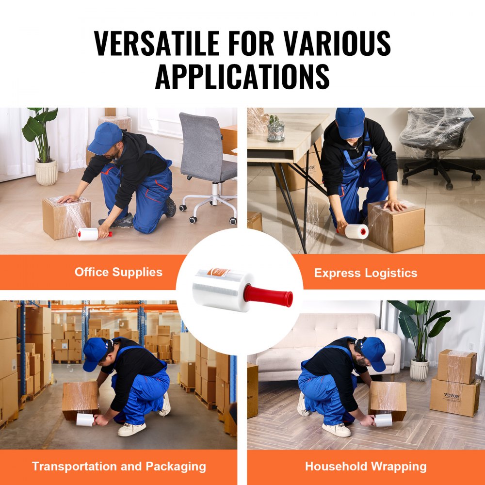 Stretch Film, 5 inches x 1000 feet, 2 Pack, 80 Gauge Industrial Strength Clear Durable Stretch Wrap Roll, Heavy Duty Shrink Film Stretch Wrap with Handles for Pallet Wrapping Shipping Moving