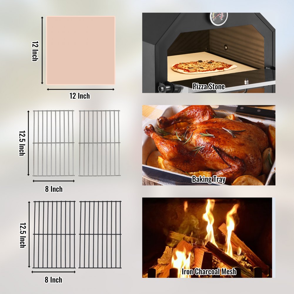 12" Outdoor Pizza Oven Portable Wood Pellet Pizza Oven Baked Paint Camping