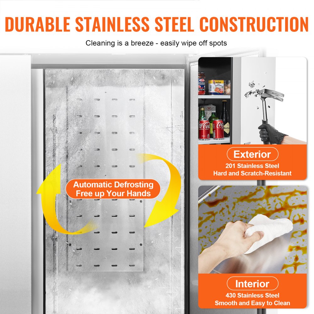Commercial Refrigerator 60.42 Cu.ft, Reach In 82.5" W Upright Refrigerator 3 Doors, Auto-Defrost Stainless Steel Reach-in Refrigerator & 12 Shelves, 33 to 41℉ Temp Control, LED Light, 4 Wheels