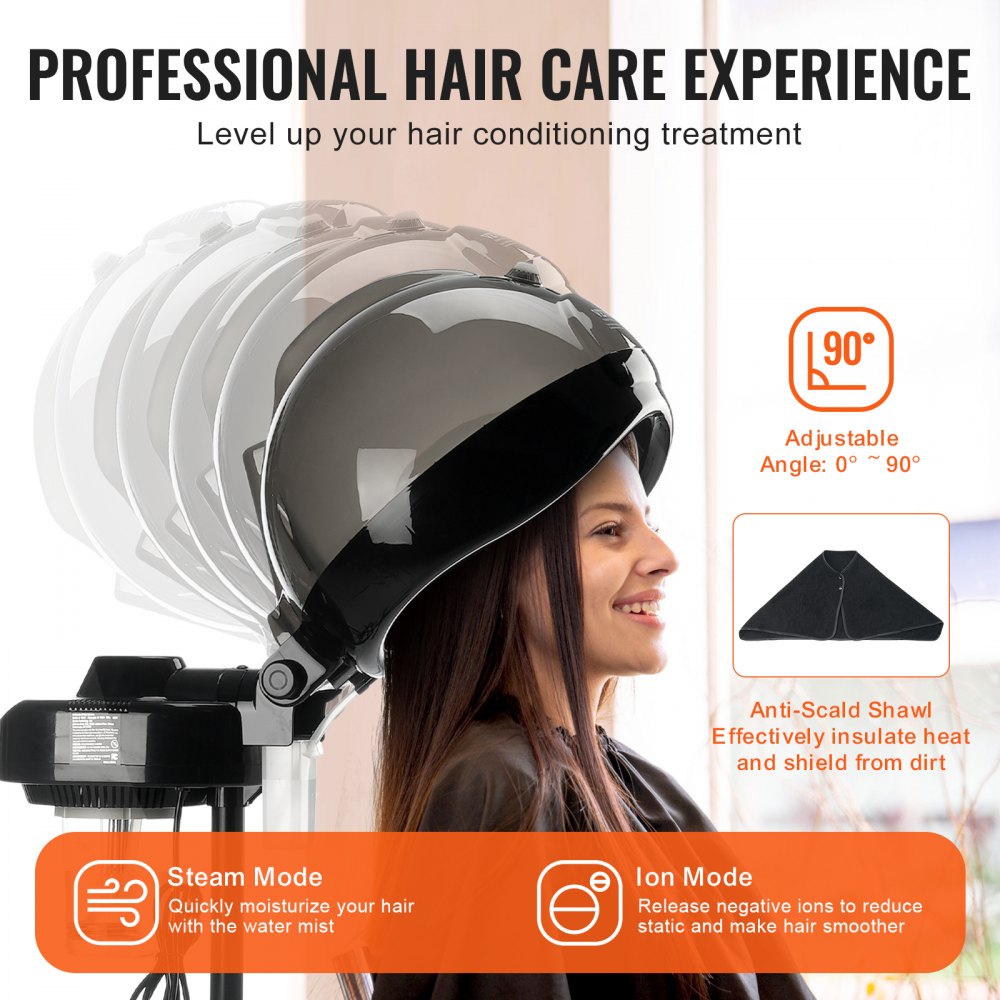 Professional Hair Steamer 11.81-inch Hooded Ionic Hair Steamer with 2 Mode