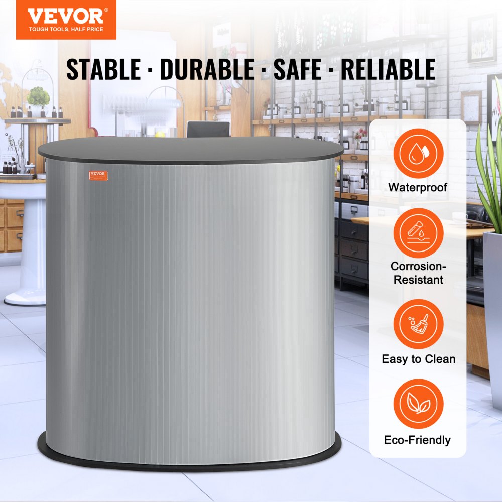 Portable Tradeshow Podium Table, 35.43" x 19.29" x 37.01", Display Exhibition Counter Stand Booth Fair with Wall, Foldable Promotion Retail Bar Table Pop Up Podium Counter with Carrying Bag