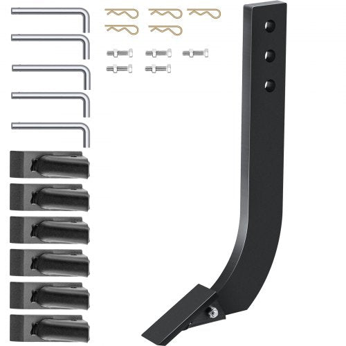5pcs Box Blade Shank, 16`` Scarifier Shank, 3 Holes Box Scraper Shank, Ripper Shank with Removable Tapered Teeth and Pins, Adjustable Shanks Assembly for Replacement, Digging, Plowing