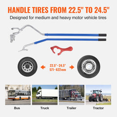 Truck Tire Changer Mount Demount 22.5-24.5 in Radial Bias Ply/Tubeless Tire