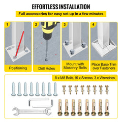 3-Step Handrails for Outdoor Steps Fits 1 or 3 Steps Matte White Stair Rail Wrought Iron Handrail with Installation Kit Hand Rails for Outdoor Step