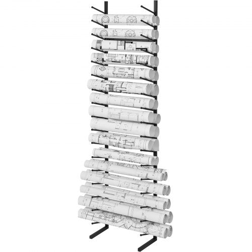Blueprint Storage Rack Vertical Hanging Poster Display Rack 16-Tier, Blue Print Storage Organizer - Mobile Roll File Cart, Construction Plan Holders, Blueprint Cabinet with Wheels, Roll Files Storage for Office and Home