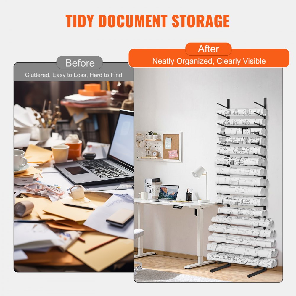 Blueprint Storage Rack Vertical Hanging Poster Display Rack 16-Tier, Blue Print Storage Organizer - Mobile Roll File Cart, Construction Plan Holders, Blueprint Cabinet with Wheels, Roll Files Storage for Office and Home