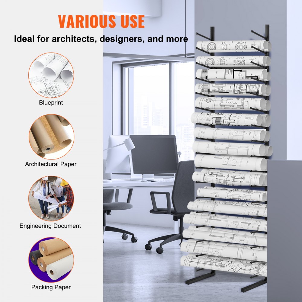 Blueprint Storage Rack Vertical Hanging Poster Display Rack 16-Tier, Blue Print Storage Organizer - Mobile Roll File Cart, Construction Plan Holders, Blueprint Cabinet with Wheels, Roll Files Storage for Office and Home
