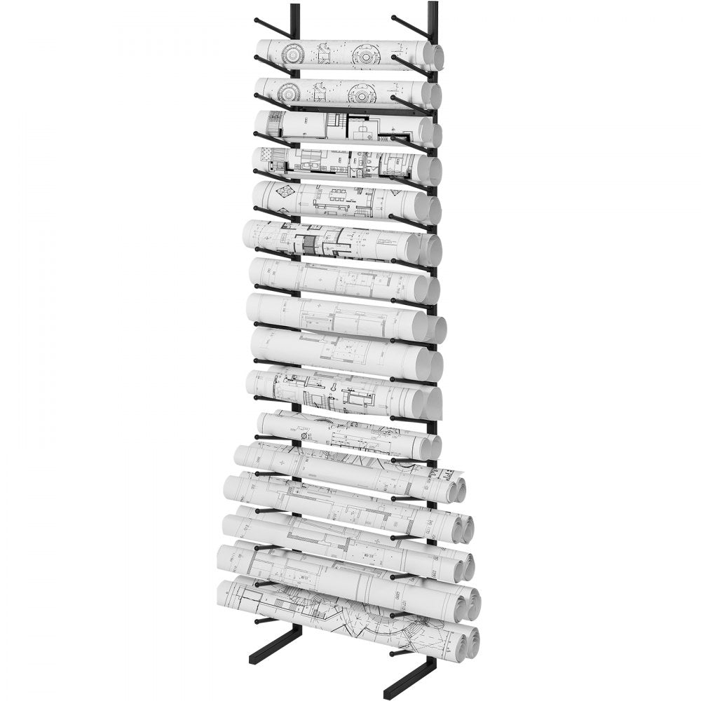 Blueprint Storage Rack Vertical Hanging Poster Display Rack 16-Tier, Blue Print Storage Organizer - Mobile Roll File Cart, Construction Plan Holders, Blueprint Cabinet with Wheels, Roll Files Storage for Office and Home