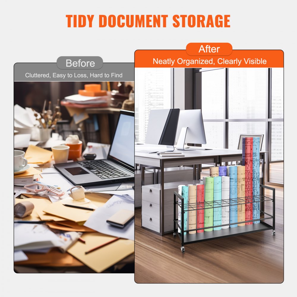 Blueprint Storage Rack 50 Slots Mobile Roll File Holder for Architectural, Blue Print Storage Organizer - Mobile Roll File Cart, Construction Plan Holders, Blueprint Cabinet with Wheels, Roll Files Storage for Office and Home