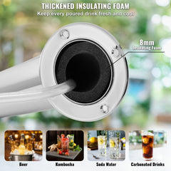 Kegerator Tower Kit, Single Tap Beer Conversion Kit, Stainless Steel Keg Beer Tower Dispenser with Dual Gauge CGA320 Regulator & D-System Keg Coupler, Beer Drip Tray for Party Home