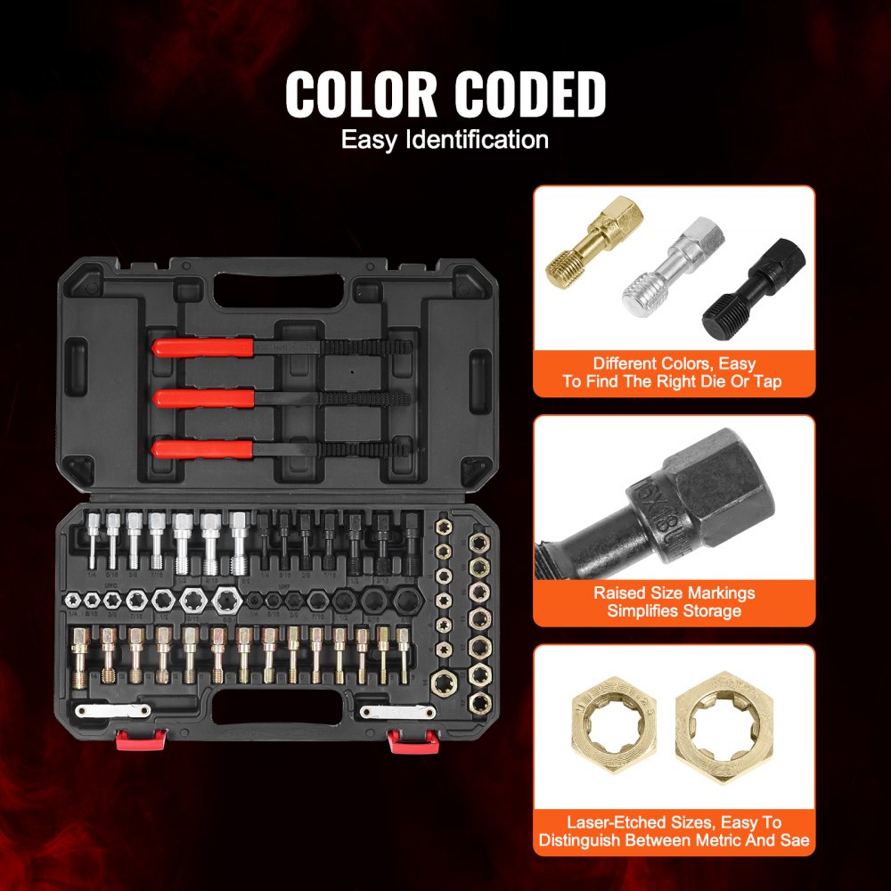 61PCS Thread Chaser Set UNC UNF Metric Thread Restorer Tool Rethreading