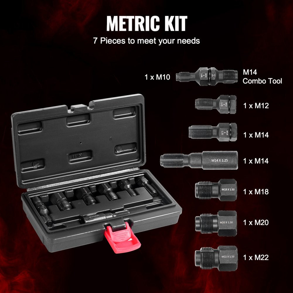 7PCS Thread Chaser Set Metric Thread Restorer Tool Automotive Rethreading