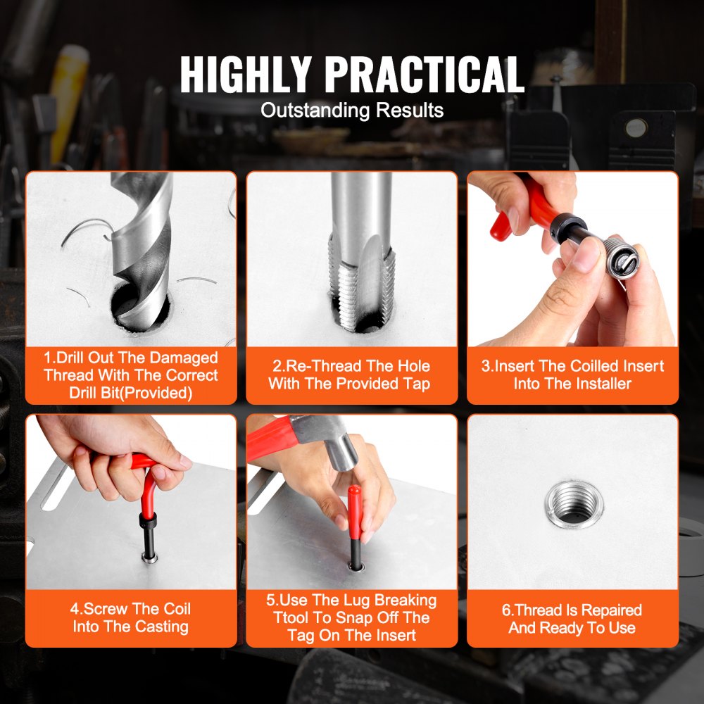 166 PCS Helicoil Thread Repair Kit Metric Rethread Tool M5 M6 M8 M10 M12