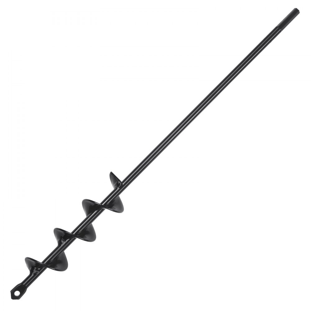 1.6" x 16.5" garden auger drill bit with a 3/8" hex drive and reinforced steel construction.