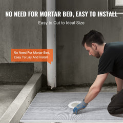Shower Curb Kit, 60"x38" Shower Pan Kit with 6.3" Central Drain, Lightweight EPS Shower Installation Kits with 2 Waterproof Cloths, Shower Pan Slope Sticks Fit for Bathroom