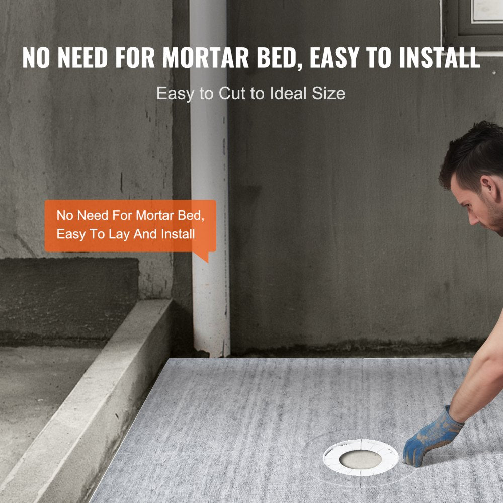 Shower Curb Kit, 72"x72" Shower Pan Kit with 6.3" Central Drain, Lightweight EPS Shower Installation Kits with 2 Waterproof Cloths, Shower Pan Slope Sticks Fit for Bathroom