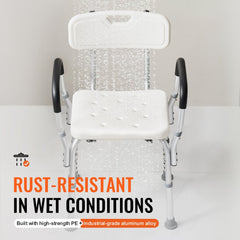 Shower Chair, Shower Seat with Back, Adjustable Height Shower Stool, Shower Chair for Inside Shower Bathtub, Non-slip Bathroom Bench Bath Chair for Elderly Disabled Handicap, 350 LBS Capacity