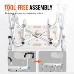 Shower Chair, Shower Seat with Back, Adjustable Height Shower Stool, Shower Chair for Inside Shower Bathtub, Non-slip Bathroom Bench Bath Chair for Elderly Disabled Handicap, 350 LBS Capacity