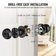 Smart Door Knob, Biometric Door Lock Bluetooth Smart Lock, Fingerprint Smart Lock with APP Control, Easy Installation Door Lock, for Home Bedrooms, Cloakroom, Hotels, Apartments Offices, Black