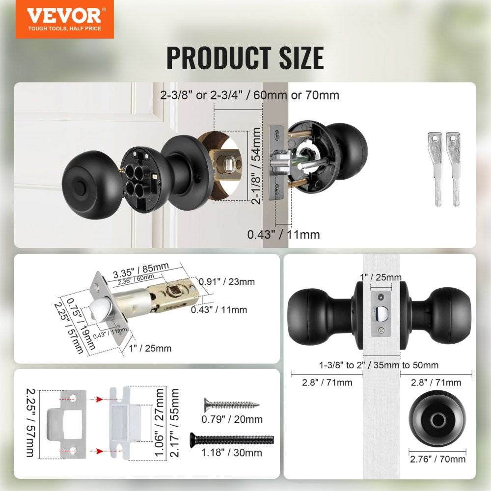Smart Door Knob, Biometric Door Lock Bluetooth Smart Lock, Fingerprint Smart Lock with APP Control, Easy Installation Door Lock, for Home Bedrooms, Cloakroom, Hotels, Apartments Offices, Black