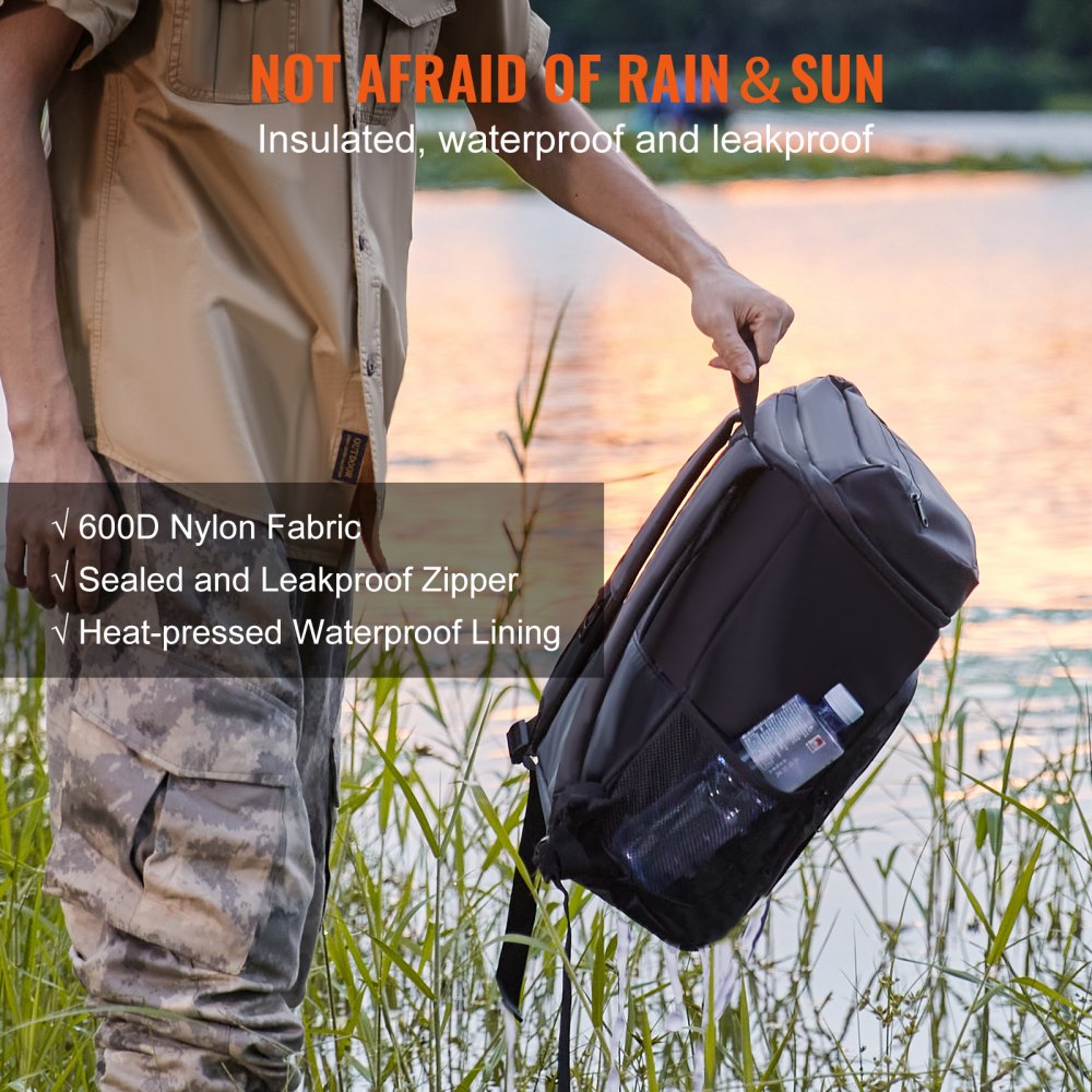 Cooler Backpack, 28 Cans Backpack Cooler Leakproof, Waterproof Insulated Backpack Cooler, Lightweight Beach Cooler Bag with Shoulder Padding and Mesh Pocket for Hiking, Camping, BBQ, Black
