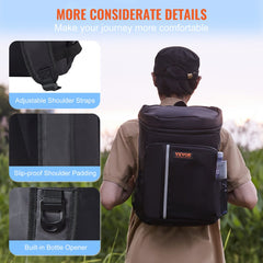 Cooler Backpack, 28 Cans Backpack Cooler Leakproof, Waterproof Insulated Backpack Cooler, Lightweight Beach Cooler Bag with Shoulder Padding and Mesh Pocket for Hiking, Camping, BBQ, Black