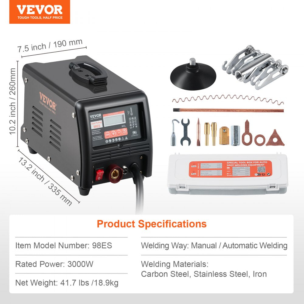 Stud Welder Dent Repair Kit 3KW Spot Welder Dent Puller Machine 9 Modes