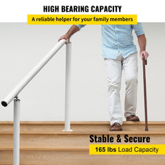 White aluminum handrail designed for 1-3 outdoor steps with adjustable angle.
