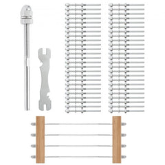 61 Pack Cable Railing Swage Threaded Stud Tension End Fitting Terminal for 1/8" Deck Cable Railing, T316 Stainless Steel, Cable Railing Tensioner 1/8" for Wood/Metal Post, Silver