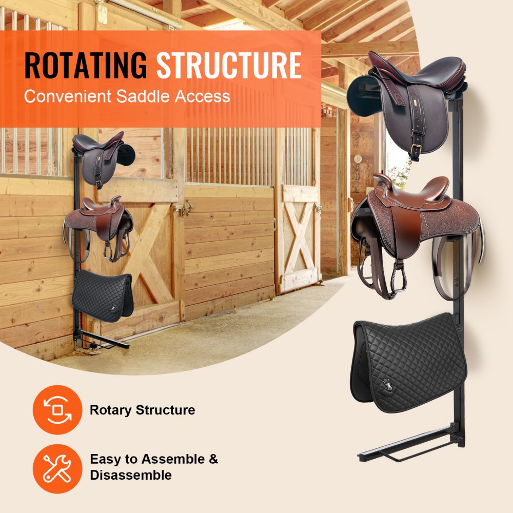 Bostome 4-tier wall mount saddle rack in carbon steel with a rust-resistant finish.