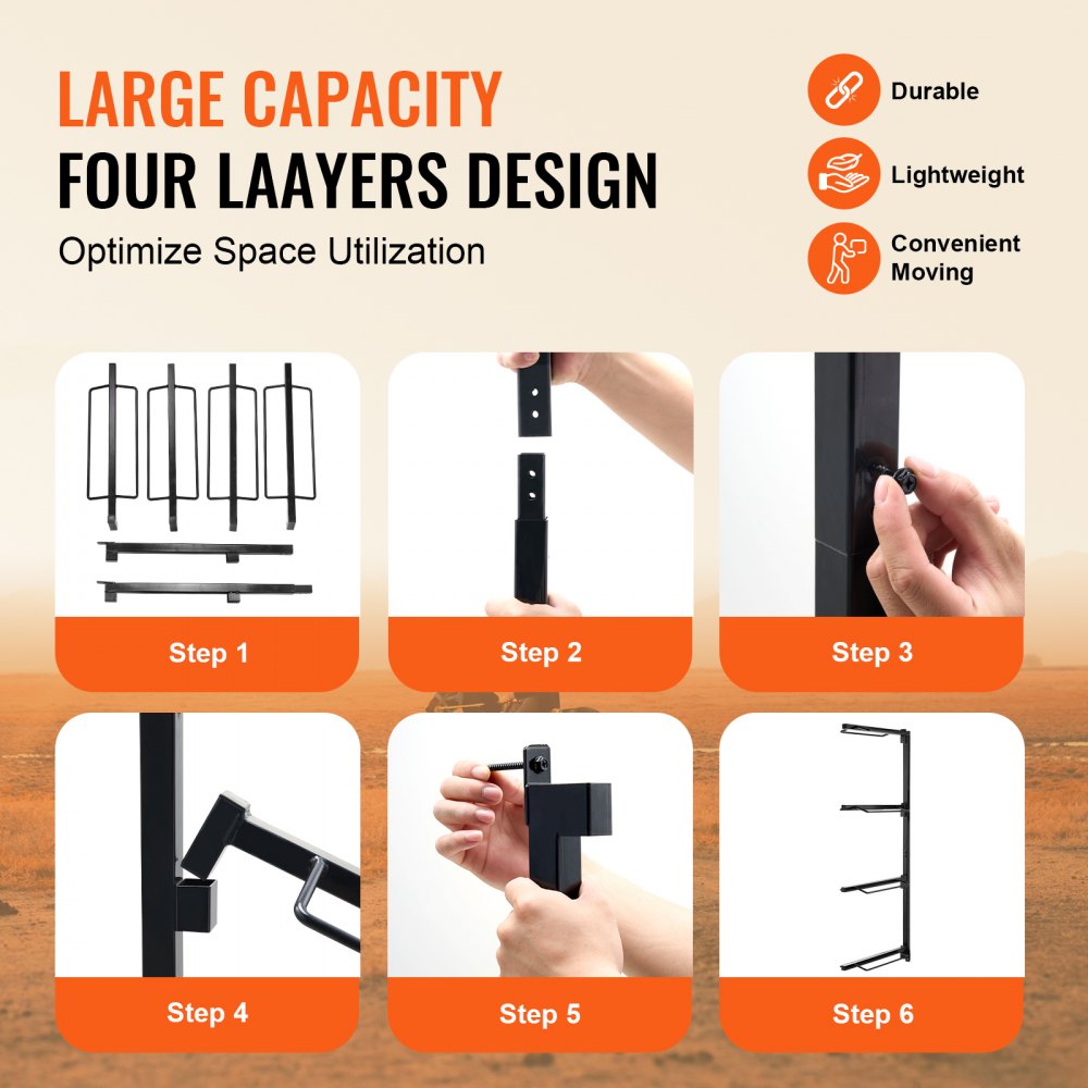 4-tier wall mount saddle rack in carbon steel for Western and English saddles.