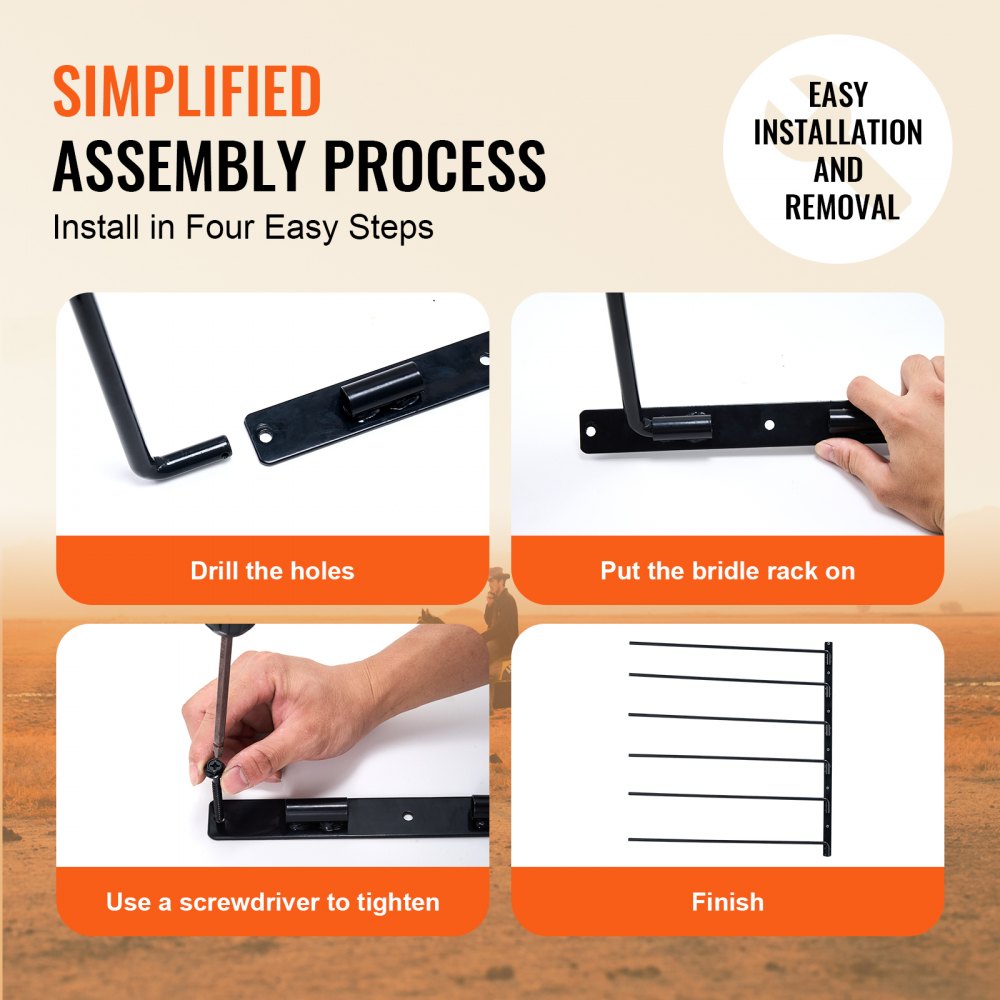 Wall-mounted 6-tier saddle rack with a rust-resistant finish for English and Western saddles.
