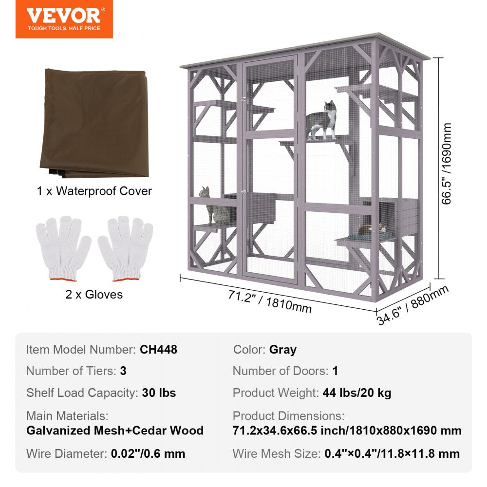 Large wooden 7-tier outdoor cat house with resting boxes and a waterproof roof.