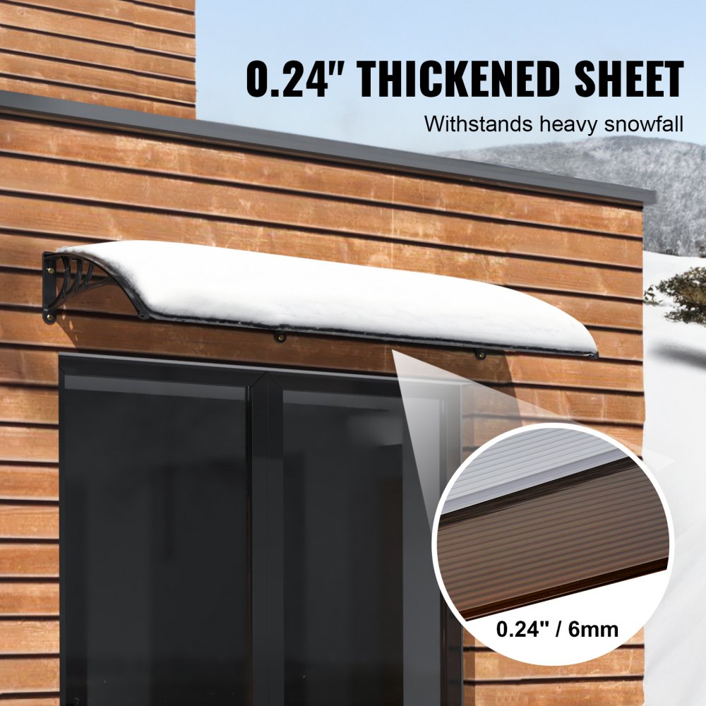Window Door Awning Canopy 40" x 80", UPF 50+ Polycarbonate Entry Door Outdoor Window Awning Exterior, Front Door Overhang Awning for Sun Shutter, UV, Rain, Snow Protection, Hollow Sheet