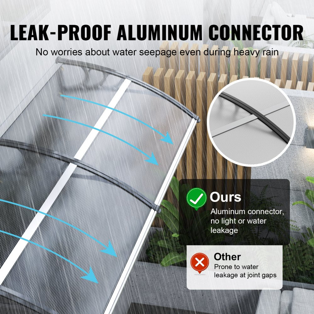 Window Door Awning Canopy 40" x 80", UPF 50+ Polycarbonate Entry Door Outdoor Window Awning Exterior, Front Door Overhang Awning for Sun Shutter, UV, Rain, Snow Protection, Hollow Sheet