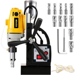 1100W Magnetic Drill Press with 1-1/2 Inch (40mm) Boring Diameter MD40 Magnetic Drill Press Machine 2810 LBS Magnetic Force Magnetic Drilling System 670 RPM with 11 Pcs HSS Annular Cutter Kit