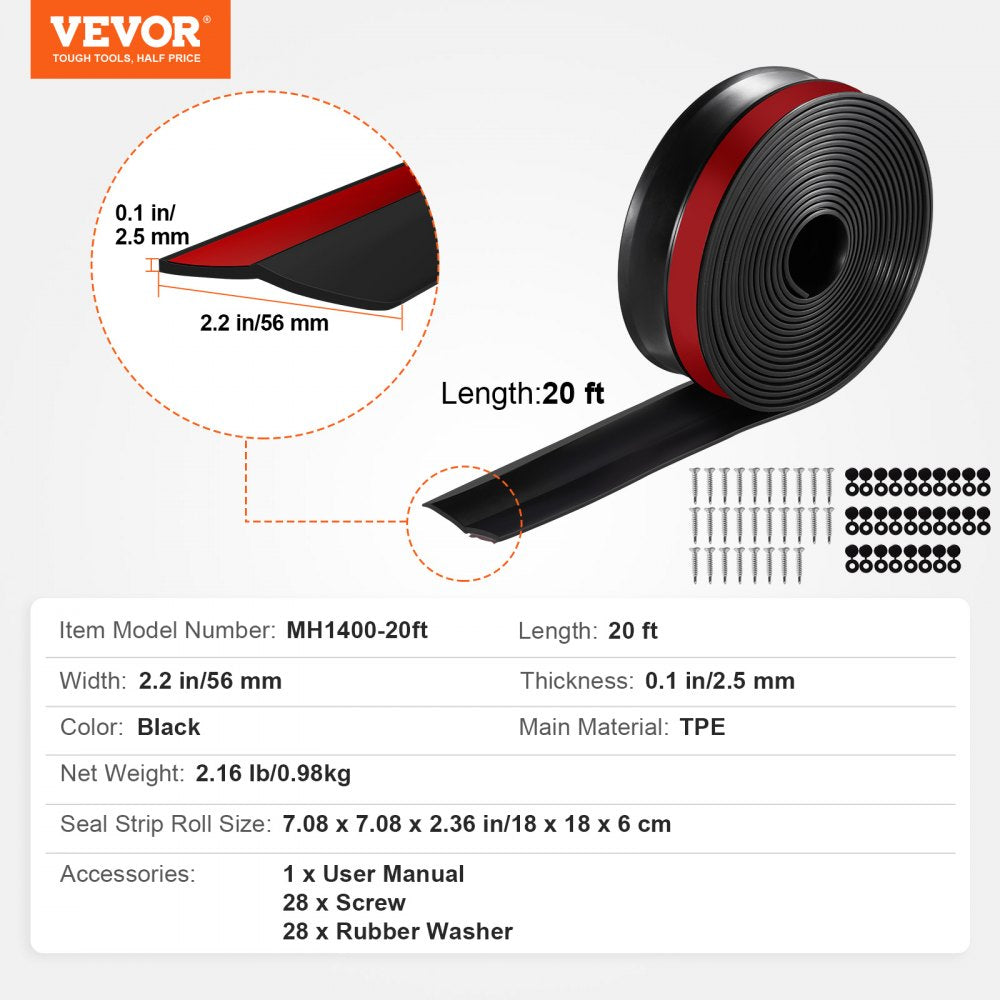 Garage Door Top and Sides Seal Strip 20 FT Universal Weather Stripping