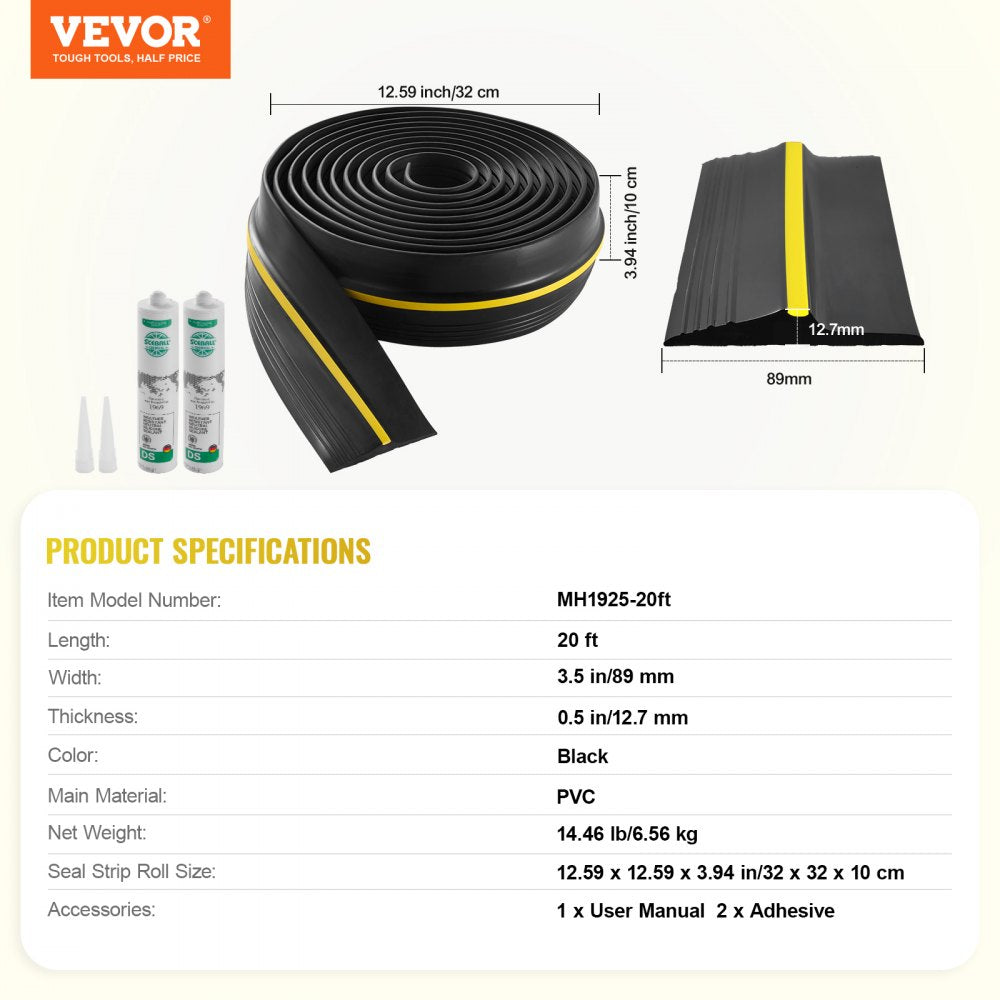 Garage Door Threshold Seal Strip 20 FT Universal Bottom Waterproof PVC