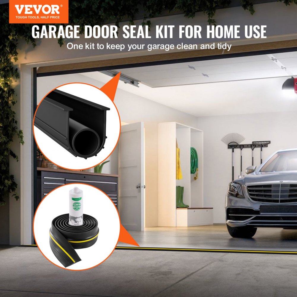 Garage Door Threshold and Bottom Seals Kit 10 FT Universal Waterproof PVC