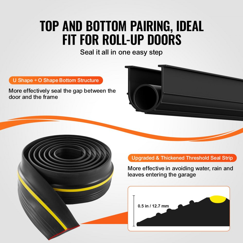 Garage Door Threshold and Bottom Seals Kit 10 FT Universal Waterproof PVC