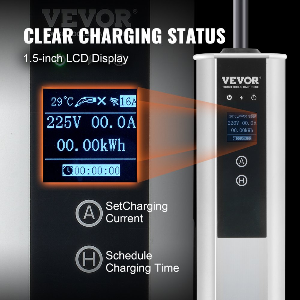 Level 2 Portable EV Charger, 40A 240V, Electric Vehicle Charger with 25 ft Charging Cable NEMA 14-50P Plug, 40A/32A/24A/16A Adjustable Current Plug-in Home EV Charging Station for SAE J1772 EVs
