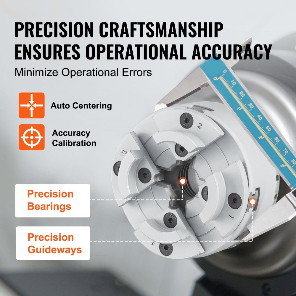 4-jaw lathe chuck with adjustable jaws for versatile clamping and durable steel construction.