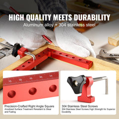 90 Degree Positioning Squares, 5.5" x 5.5" Right Angle Clamps for Woodworking, Aluminum Alloy Corner Clamping Squares for Boxes Cabinets Drawers, 4 Pack