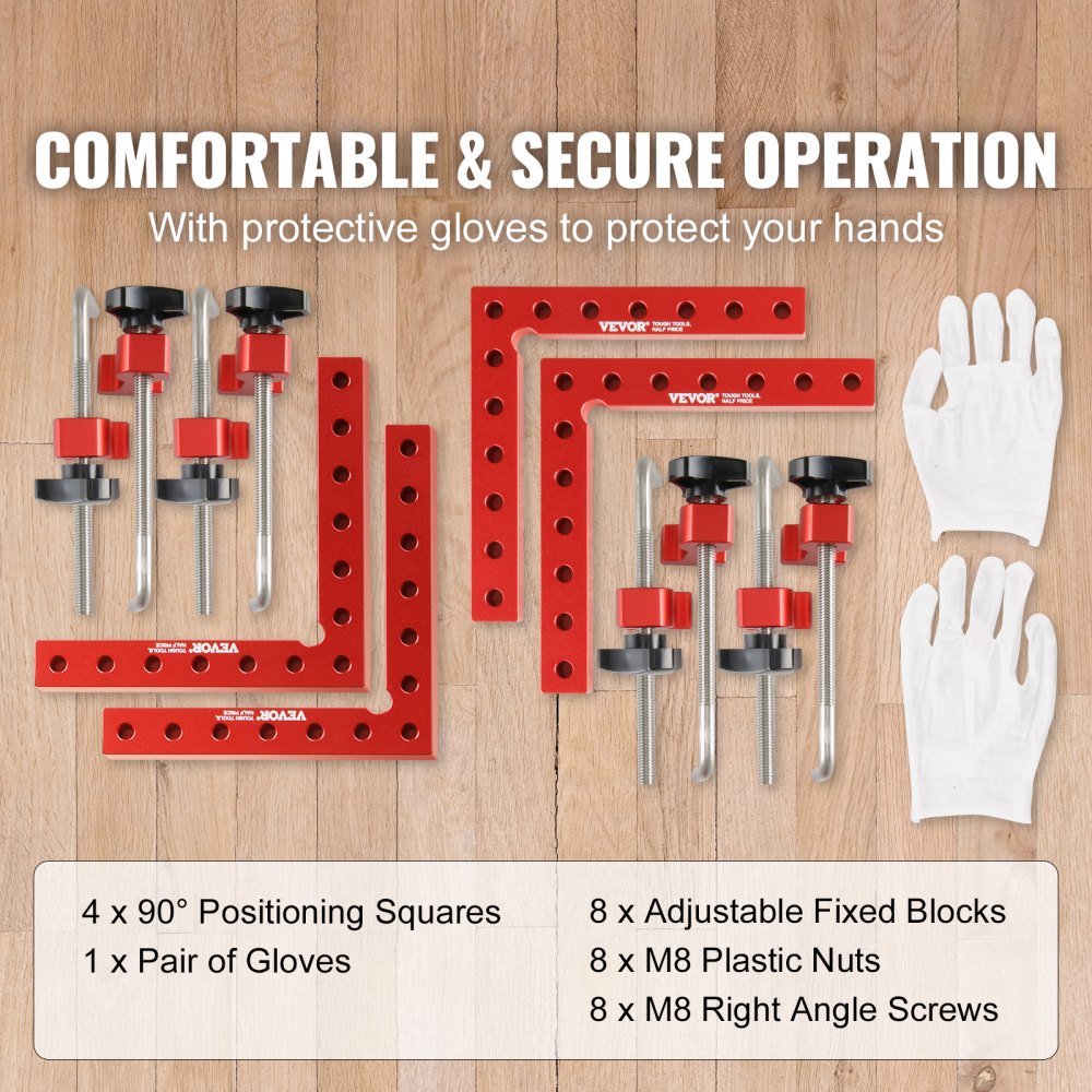 90 Degree Positioning Squares, 5.5" x 5.5" Right Angle Clamps for Woodworking, Aluminum Alloy Corner Clamping Squares for Boxes Cabinets Drawers, 4 Pack