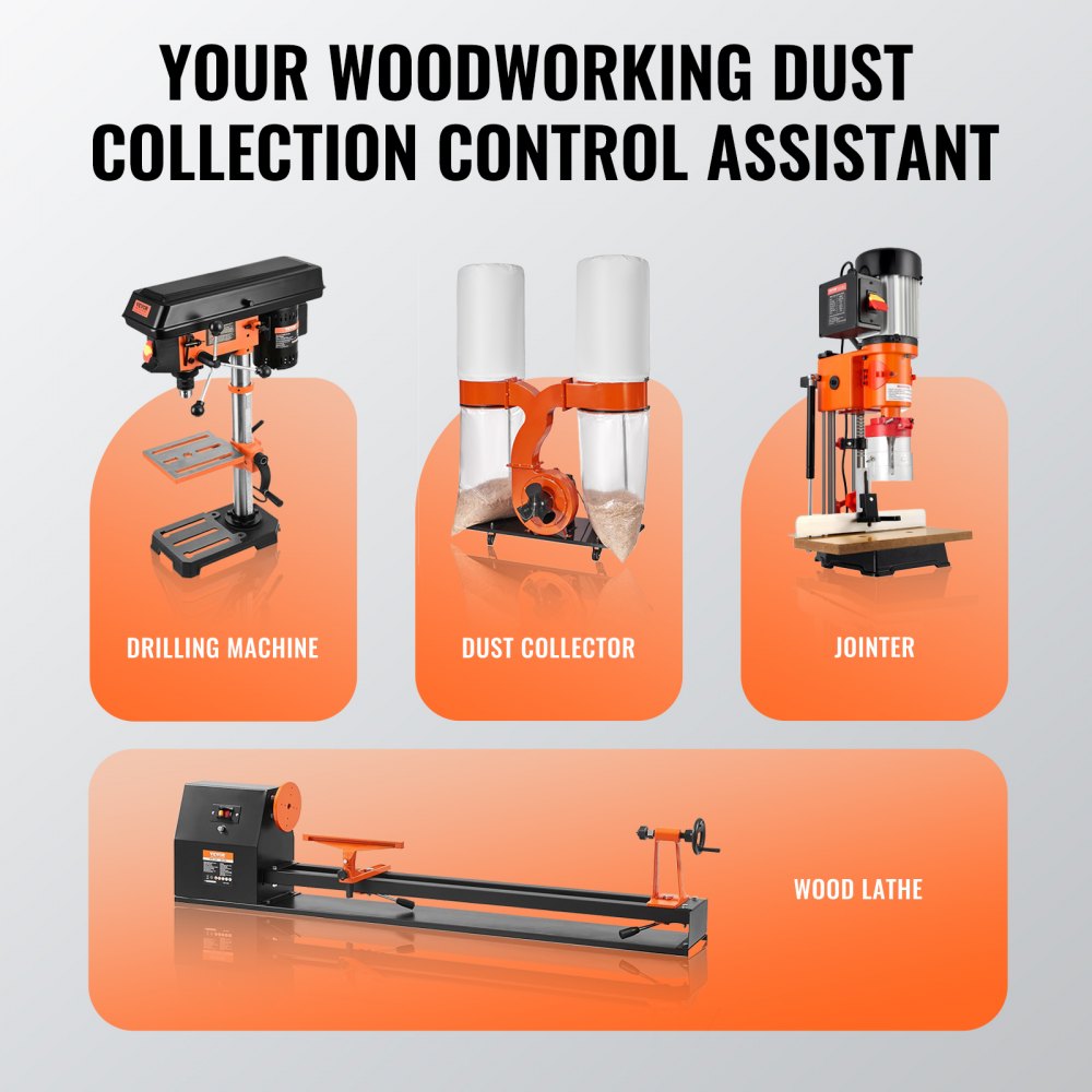 Clear PVC dust collection hose, 4 inches wide and 20 feet long, with stainless steel clamps.