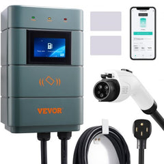 Level 2 Electric Vehicle Charging Station, 0-48A Adjustable, 11.5 kW 240V NEMA14-50 Plug Smart EV Charger with WiFi, 24-Foot TPE Charging Cable for Indoor/Outdoor Use, ETL & Energy Star Certifie