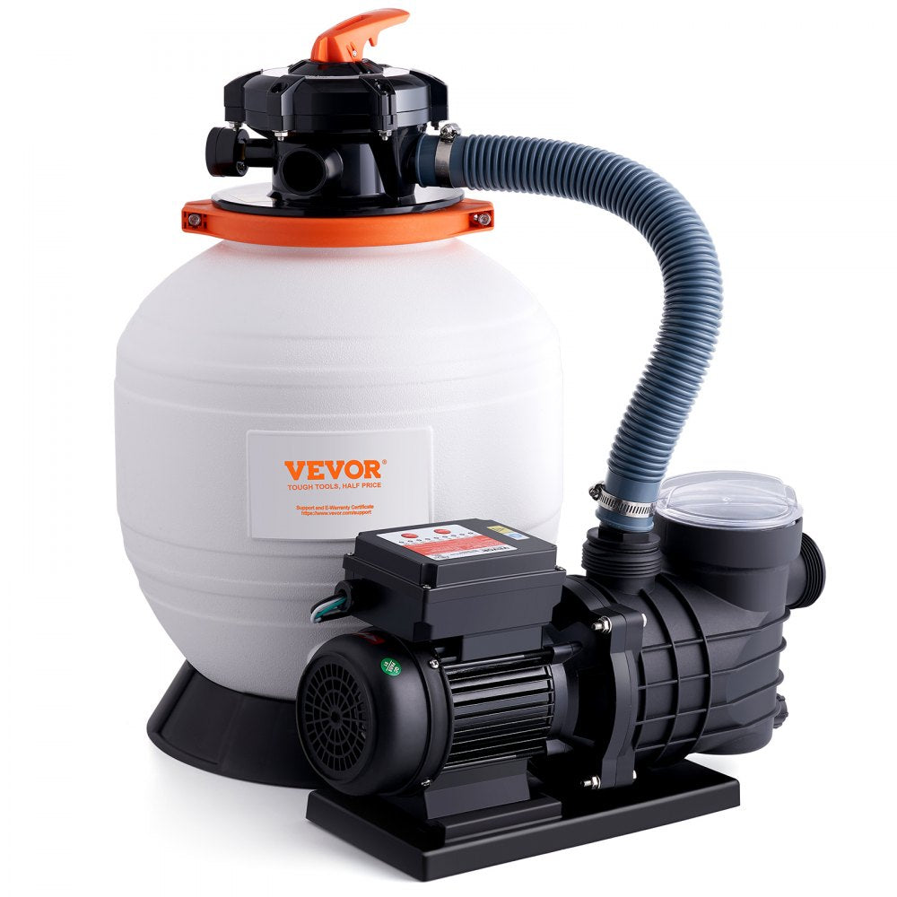 Sand Filter Pump for Above Ground Pools, 14-inch, 3000 GPH, 3/4 HP Swimming Pool Pumps System & Filters Combo Set with 6-Way Multi-Port Valve & Strainer Basket, for Domestic and Commercial Pools