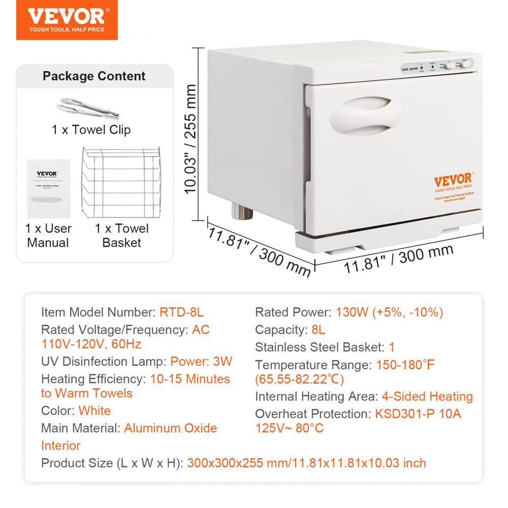 Bostome 8L hot towel warmer cabinet with UV light and capacity for 16 towels.