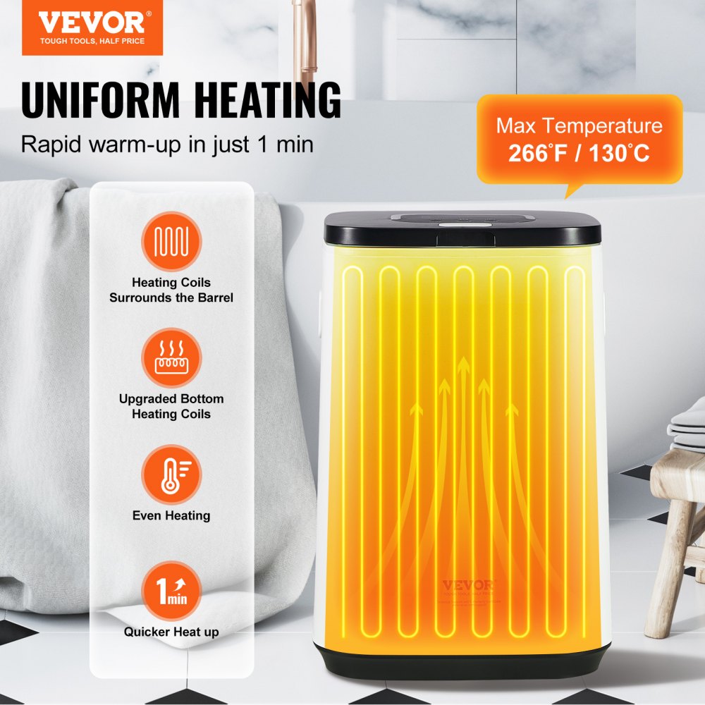 Bostome 20L towel warmer bucket with 24h timer, child lock, and LED display.